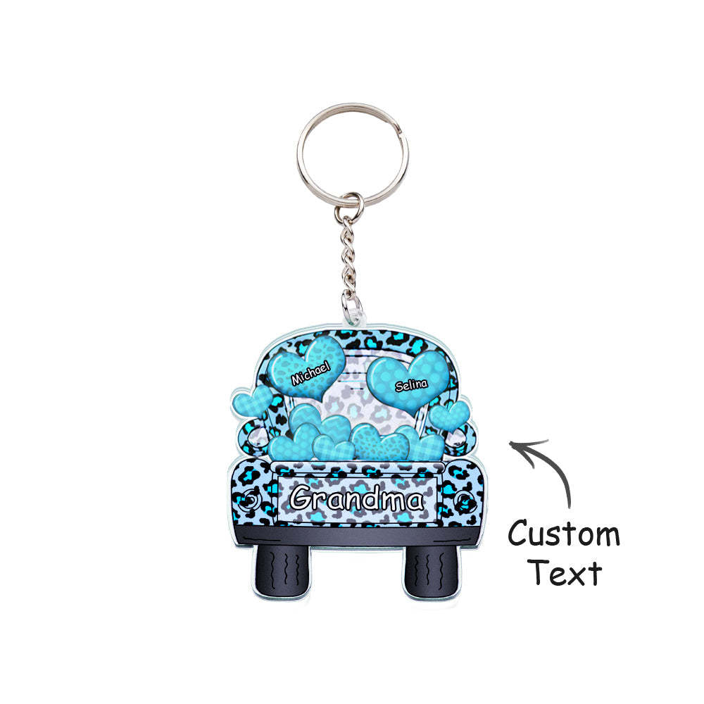 Personalized Nickname Truck Loading Heart Acrylic Keychain Christmas Gift Decor Gift Grandma Nana Papa - yournamenecklaceuk