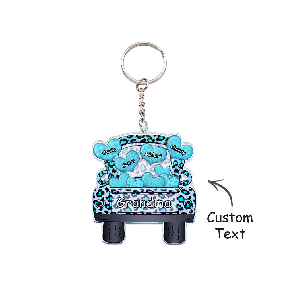 Personalized Nickname Truck Loading Heart Acrylic Keychain Christmas Gift Decor Gift Grandma Nana Papa - yournamenecklaceuk