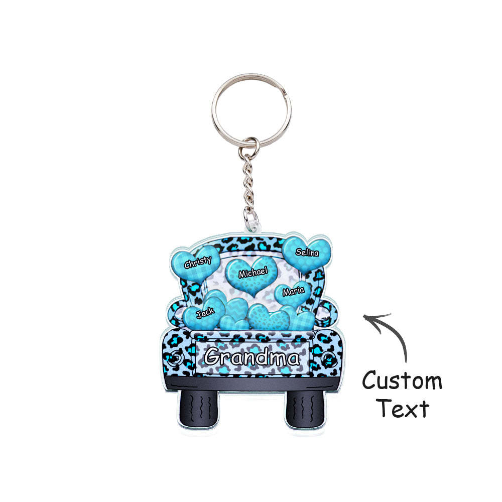 Personalized Nickname Truck Loading Heart Acrylic Keychain Christmas Gift Decor Gift Grandma Nana Papa - yournamenecklaceuk