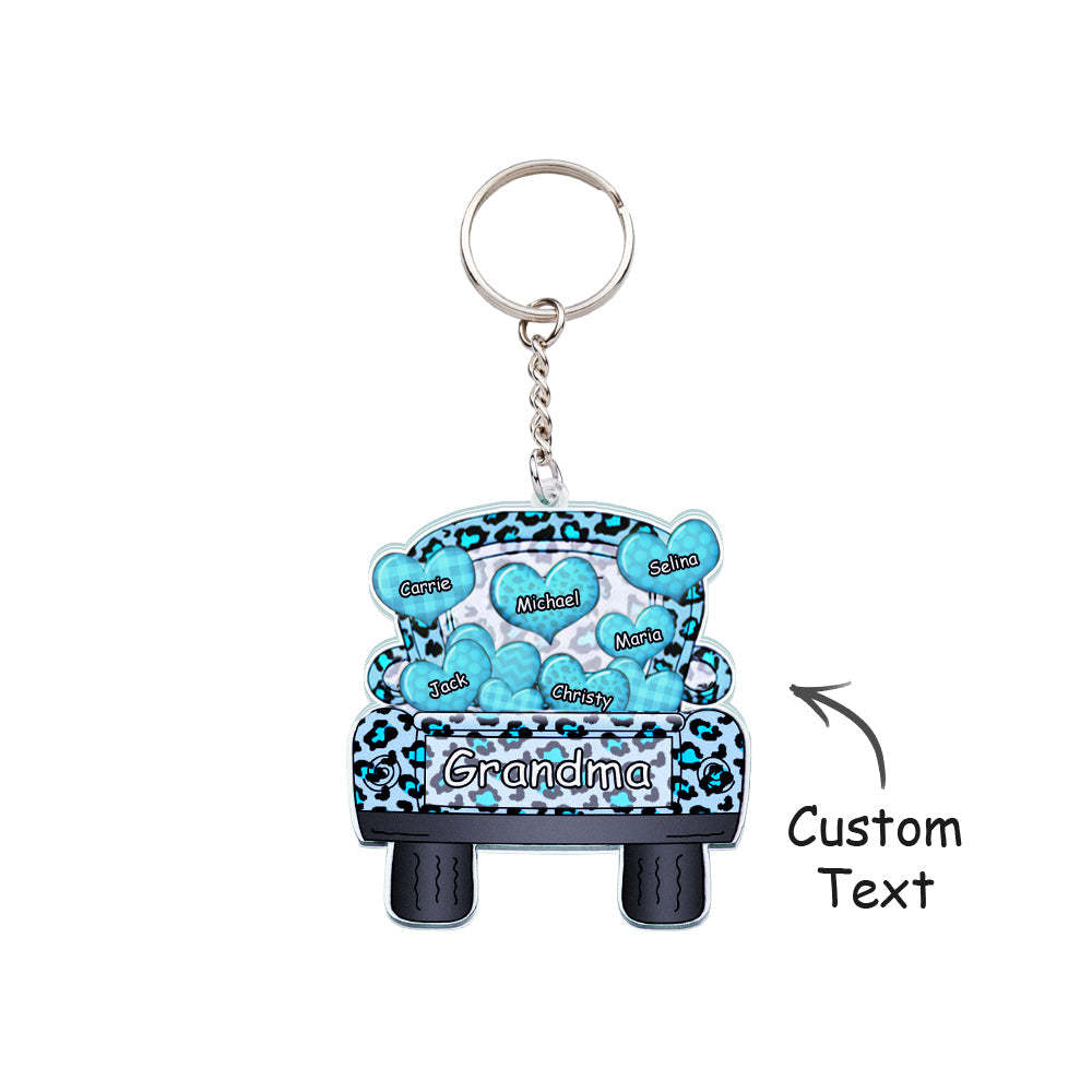 Personalized Nickname Truck Loading Heart Acrylic Keychain Christmas Gift Decor Gift Grandma Nana Papa - yournamenecklaceuk