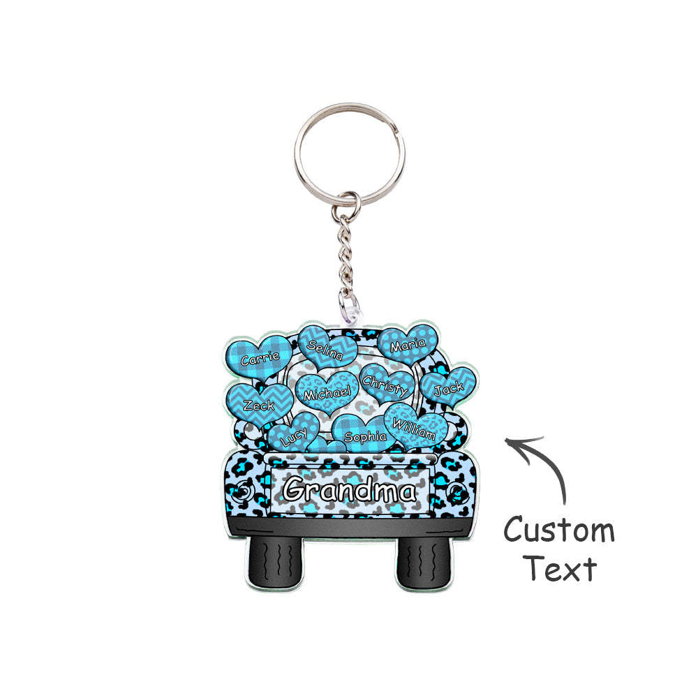 Personalized Nickname Truck Loading Heart Acrylic Keychain Christmas Gift Decor Gift Grandma Nana Papa - yournamenecklaceuk