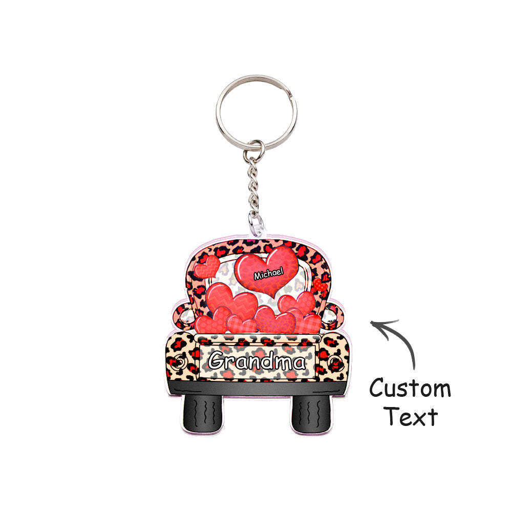 Personalized Nickname Truck Loading Heart Acrylic Keychain Christmas Gift Decor Gift Grandma Nana Papa - yournamenecklaceuk