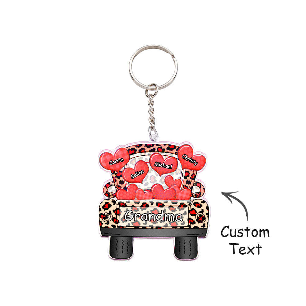 Personalized Nickname Truck Loading Heart Acrylic Keychain Christmas Gift Decor Gift Grandma Nana Papa - yournamenecklaceuk