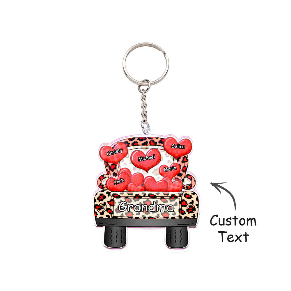 Personalized Nickname Truck Loading Heart Acrylic Keychain Christmas Gift Decor Gift Grandma Nana Papa - yournamenecklaceuk