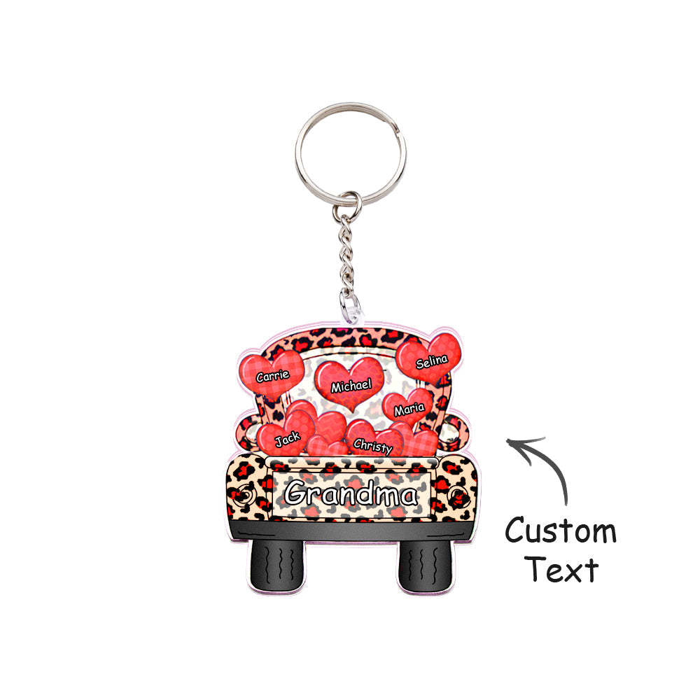 Personalized Nickname Truck Loading Heart Acrylic Keychain Christmas Gift Decor Gift Grandma Nana Papa - yournamenecklaceuk