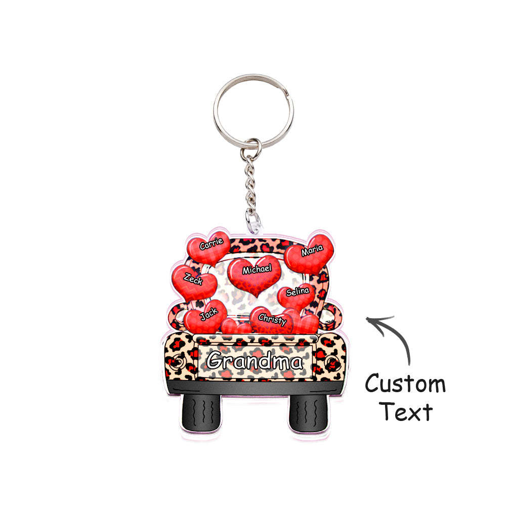 Personalized Nickname Truck Loading Heart Acrylic Keychain Christmas Gift Decor Gift Grandma Nana Papa - yournamenecklaceuk