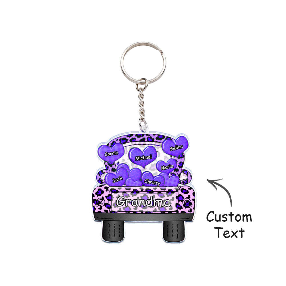 Personalized Nickname Truck Loading Heart Acrylic Keychain Christmas Gift Decor Gift Grandma Nana Papa - yournamenecklaceuk