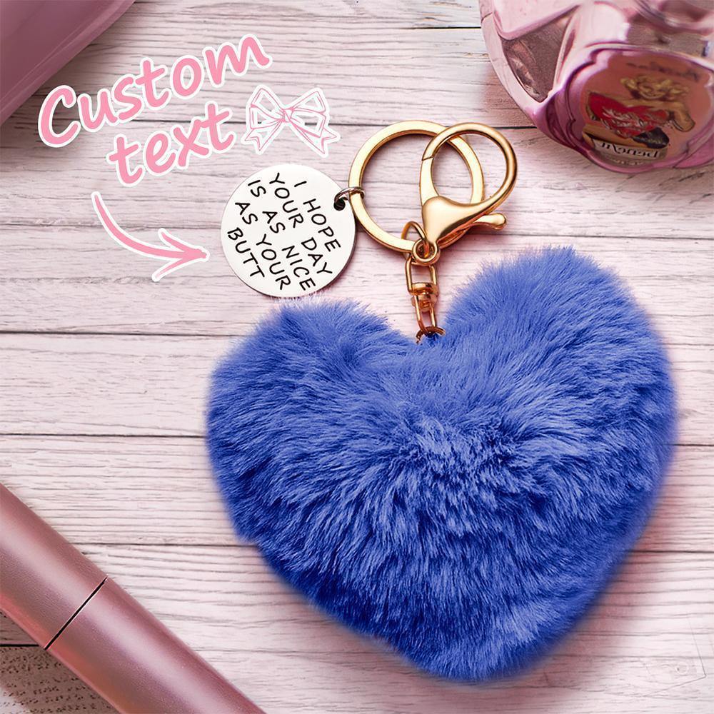 Furry And Funny Keyring for Girlfriend or Wife Pink ,Personalised Gift Idea for Wife - soufeelus