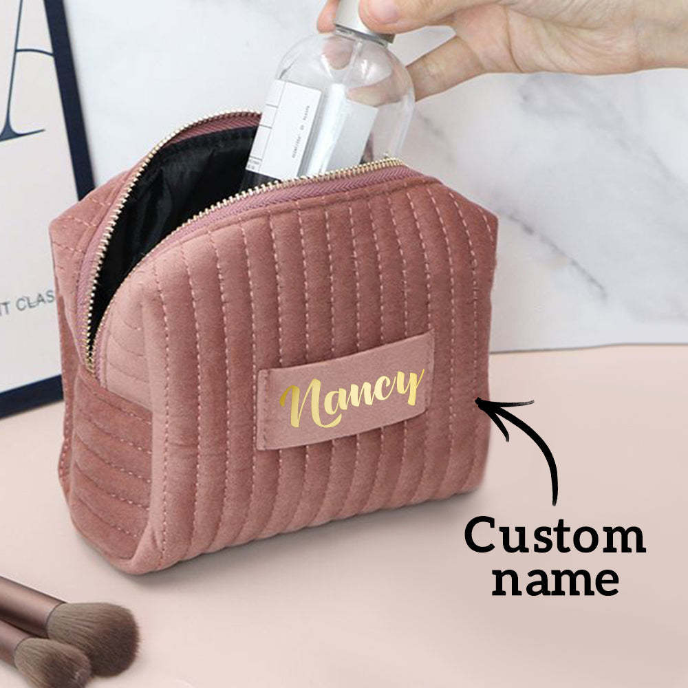Personalized Makeup Bag Custom Travel Toiletry Bag for Wedding or Birthday Gift - yournamenecklaceuk