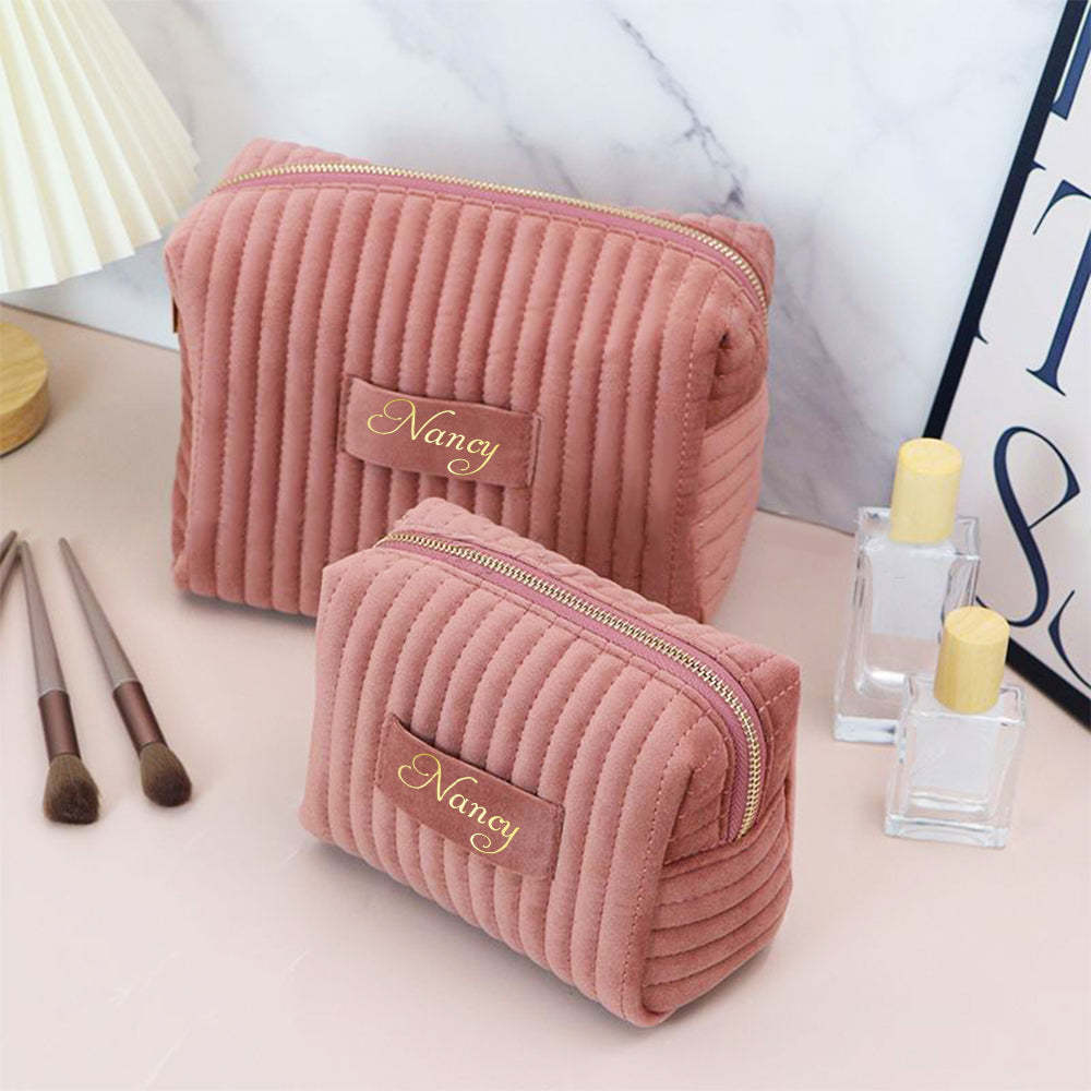 Personalized Makeup Bag Custom Travel Toiletry Bag for Wedding or Birthday Gift - yournamenecklaceuk