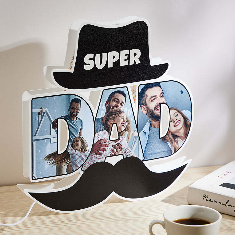 Custom Photo Night Light Funny Beard Father's Day Gifts - yournamenecklaceuk