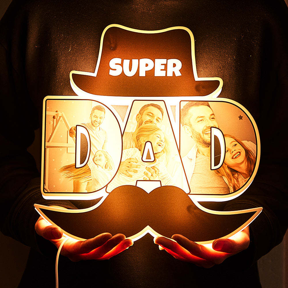 Custom Photo Night Light Funny Beard Father's Day Gifts - yournamenecklaceuk