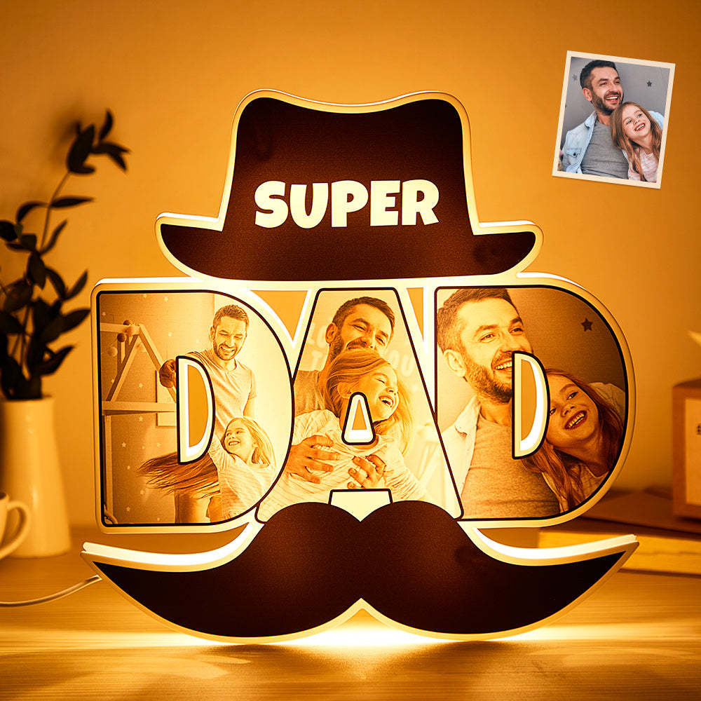 Custom Photo Night Light Funny Beard Father's Day Gifts - yournamenecklaceuk