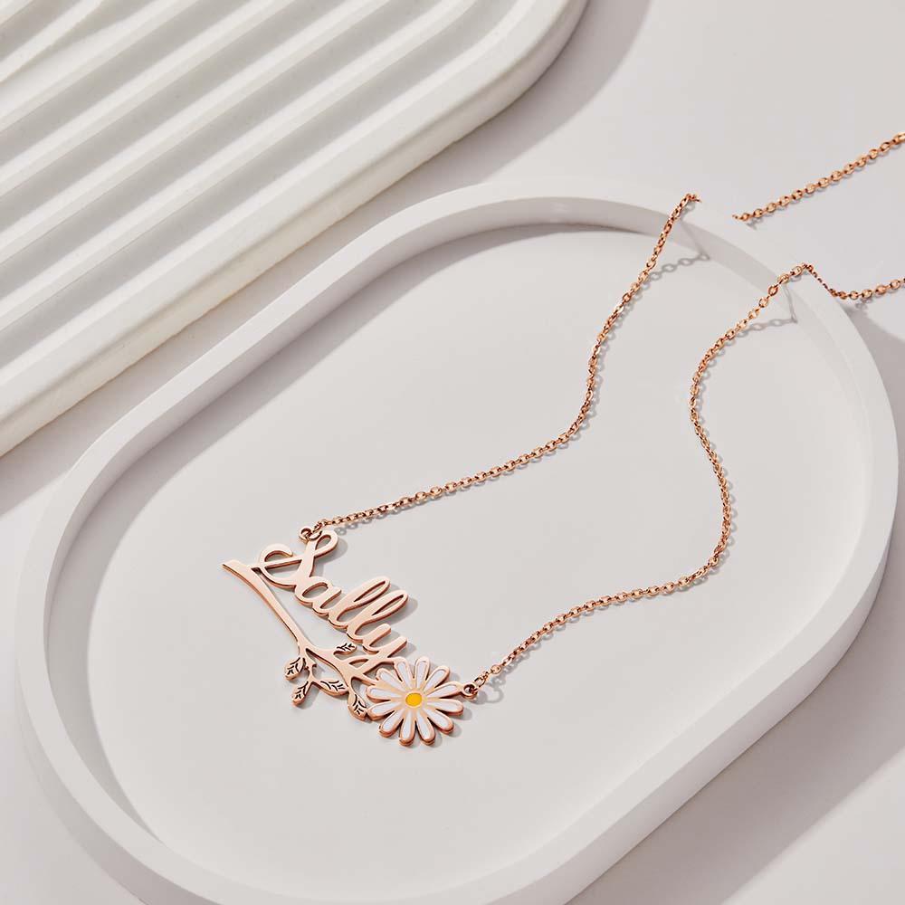 Daisy Flower Name Necklace Personalized Floral Name Necklace Jewelry Gift For Her - yournamenecklaceuk