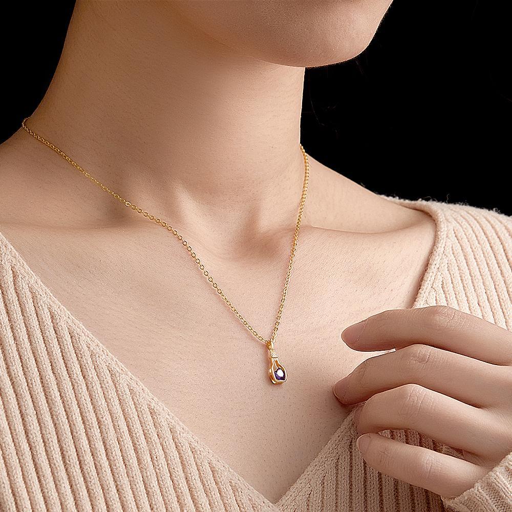 Drift Bottle with Heart Birthstone Necklace Personalized Elegant Pendant Gifts For Her - yournamenecklaceuk