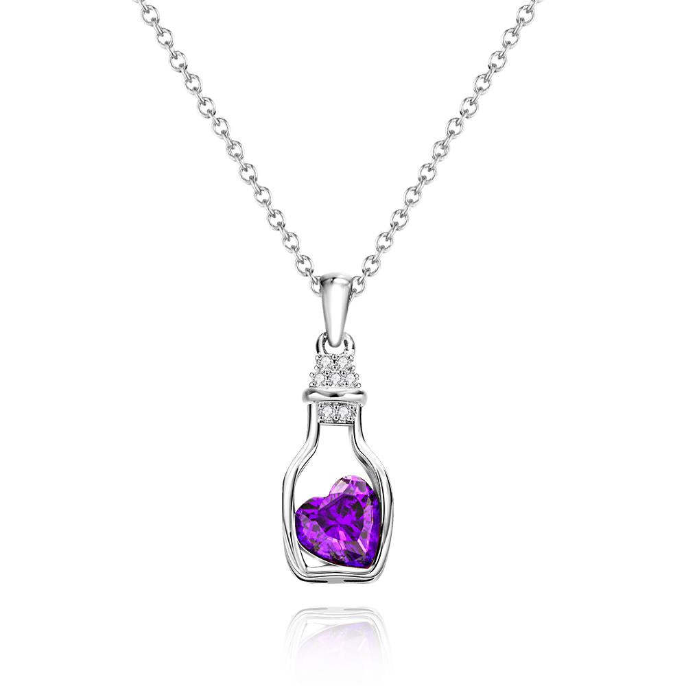 Drift Bottle with Heart Birthstone Necklace Personalized Elegant Pendant Gifts For Her - yournamenecklaceuk