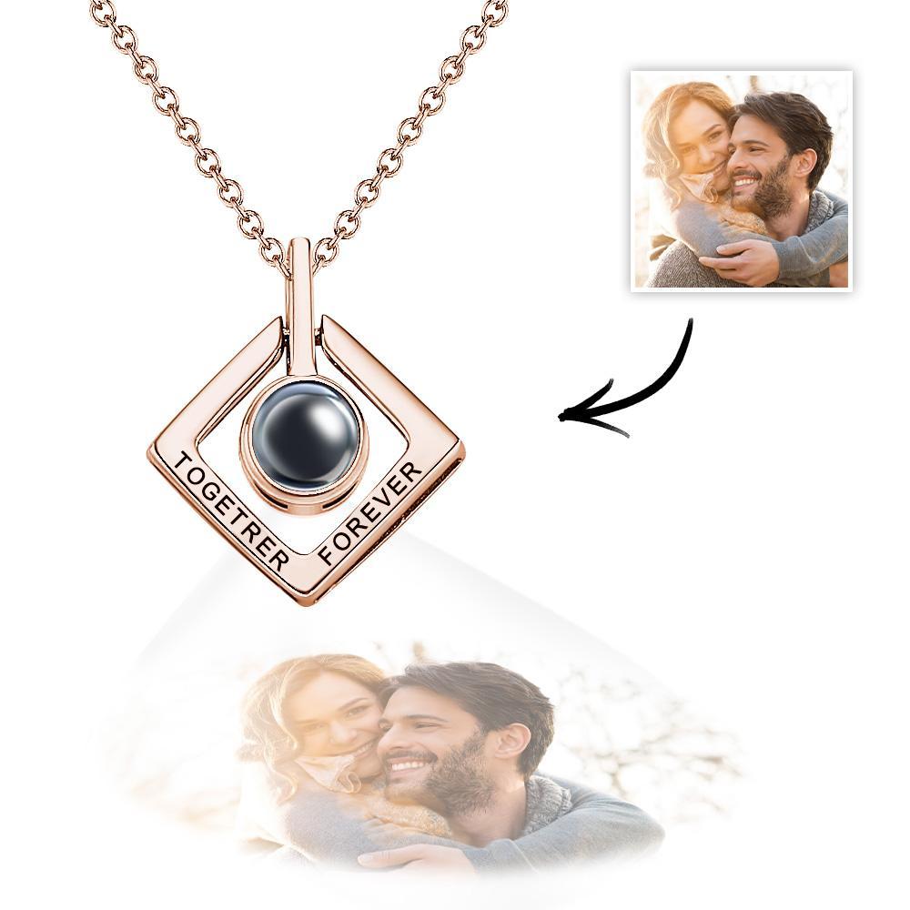 Custom Photo Projection Necklace Together Forever Geometry Gifts for Couple - yournamenecklaceuk