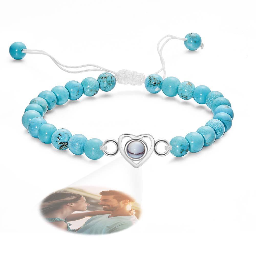 Personalized Photo Projection Beads Bracelet Heart-Shaped Bracelet Beautiful Gift For Her - yournamenecklaceuk