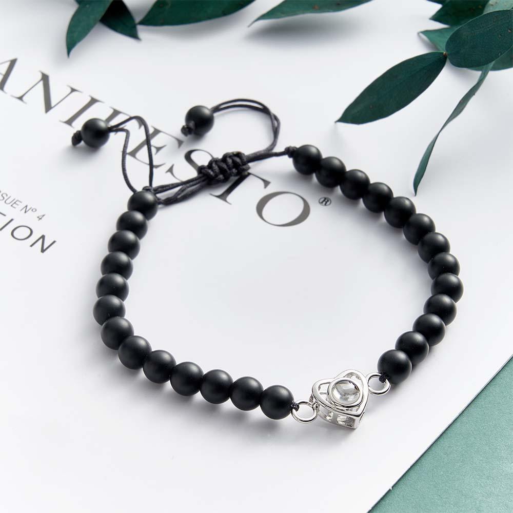 Personalized Photo Projection Beads Bracelet Heart-Shaped Bracelet Beautiful Gift For Her - yournamenecklaceuk