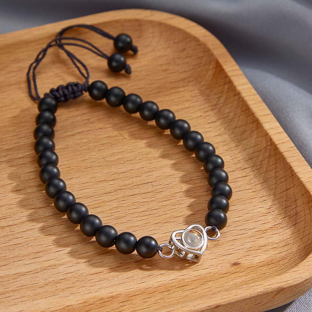 Personalized Photo Projection Beads Bracelet Heart-Shaped Bracelet Beautiful Gift For Her - yournamenecklaceuk