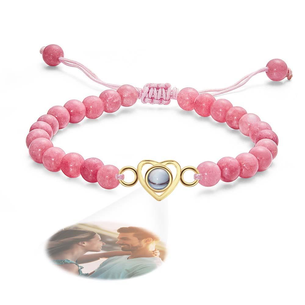 Personalized Photo Projection Beads Bracelet Heart-Shaped Bracelet Beautiful Gift For Her - yournamenecklaceuk