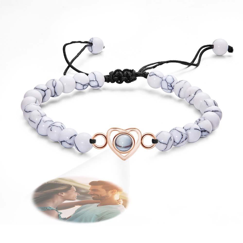 Personalized Photo Projection Beads Bracelet Heart-Shaped Bracelet Beautiful Gift For Her - yournamenecklaceuk