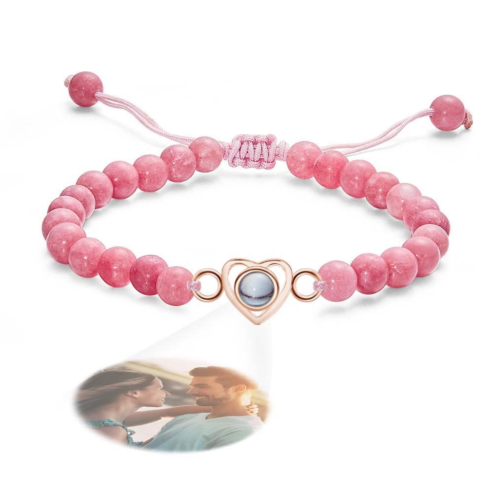 Personalized Photo Projection Beads Bracelet Heart-Shaped Bracelet Beautiful Gift For Her - yournamenecklaceuk
