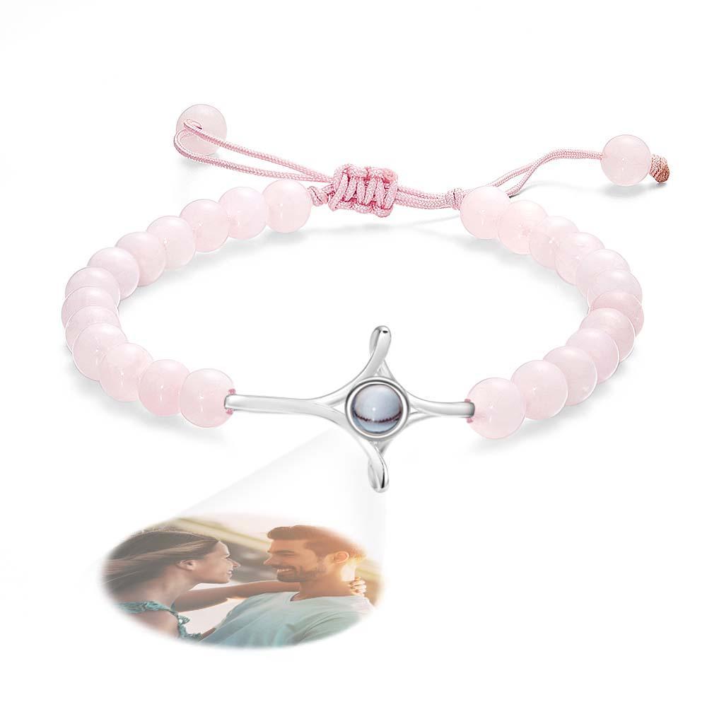Personalized Photo Projection Beads Bracelet With Cross Memorial Gift For Her - yournamenecklaceuk