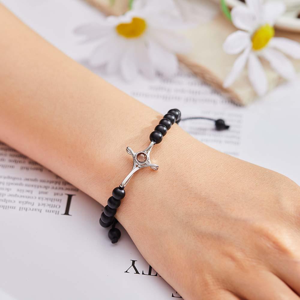 Personalized Photo Projection Beads Bracelet With Cross Memorial Gift For Her - yournamenecklaceuk