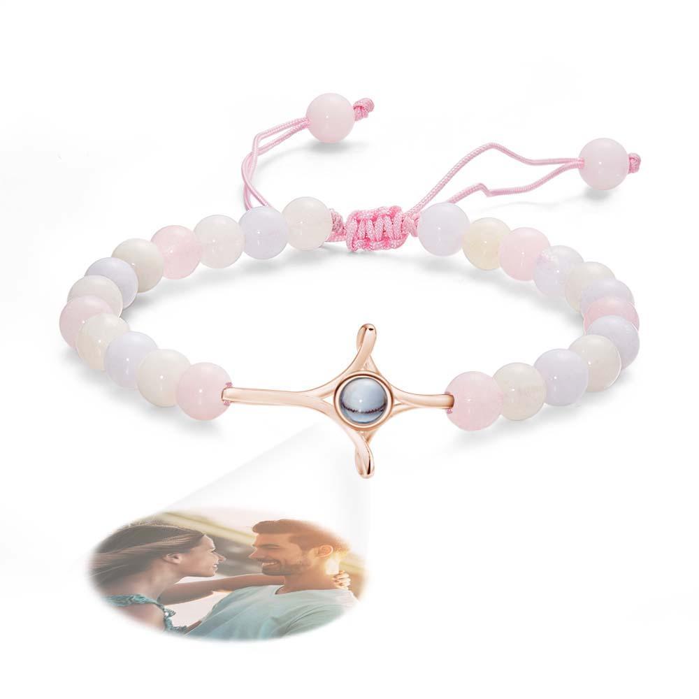 Personalized Photo Projection Beads Bracelet With Cross Memorial Gift For Her - yournamenecklaceuk
