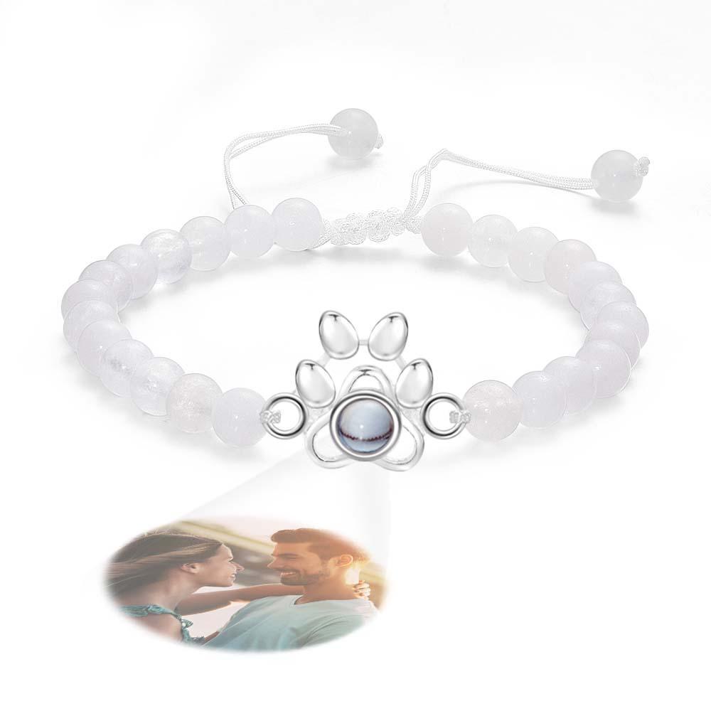 Personalized Photo Projection Beads Bracelet With Pet Claw Memorial Gift For Her - yournamenecklaceuk