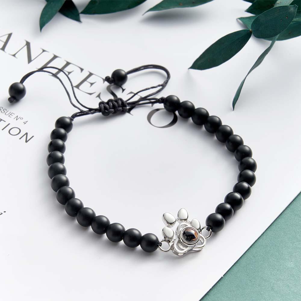 Personalized Photo Projection Beads Bracelet With Pet Claw Memorial Gift For Her - yournamenecklaceuk
