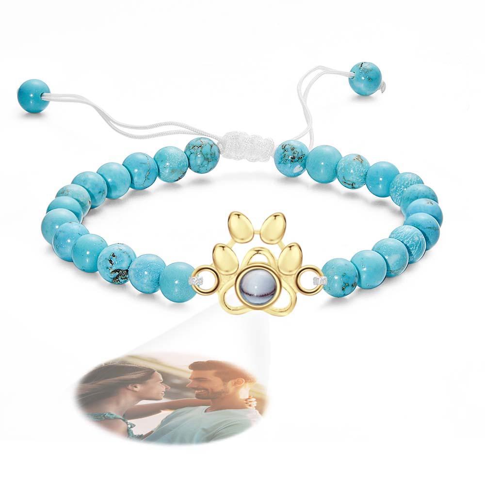 Personalized Photo Projection Beads Bracelet With Pet Claw Memorial Gift For Her - yournamenecklaceuk