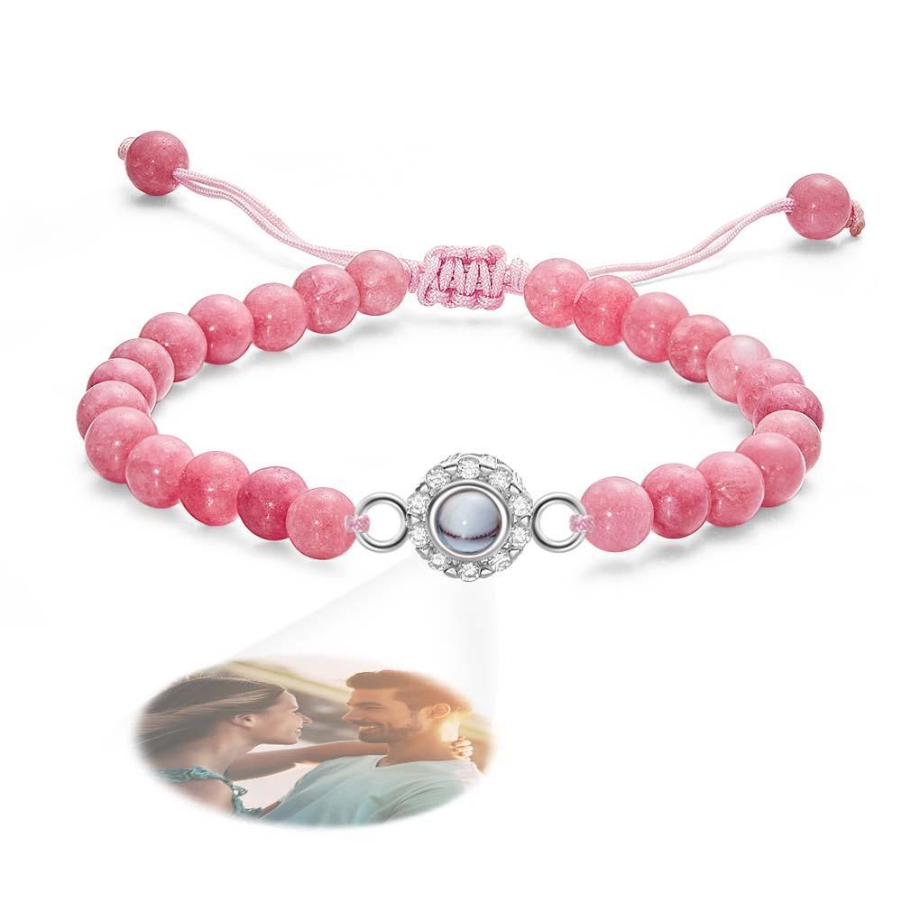 Personalized Photo Projection Beads Bracelet With Rhinestones Sweet Gift For Her - yournamenecklaceuk