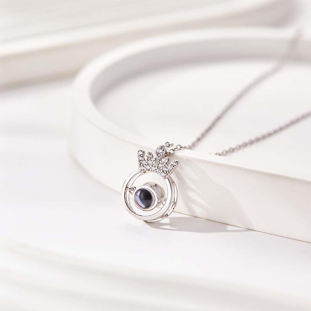 Custom Photo Projection Necklace Fashion Crown Gifts - yournamenecklaceuk