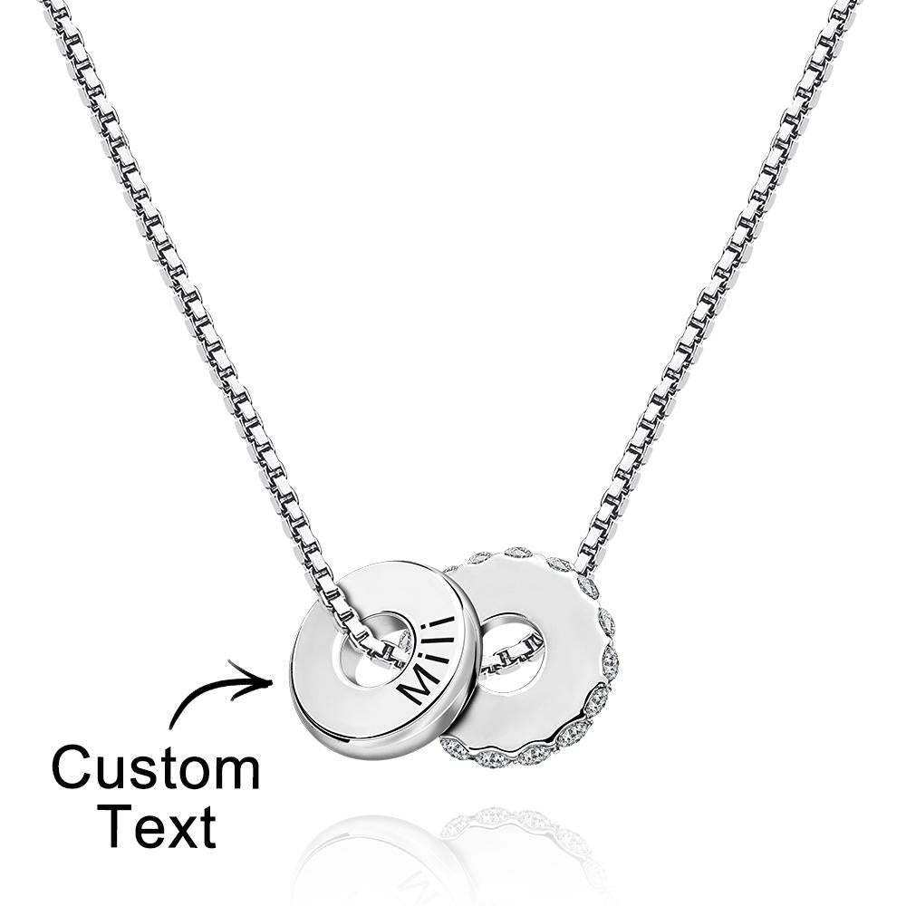 Personalized Engraved Rhinestones Circle Necklace Delicate Pendant Jewelry For Her - yournamenecklaceuk