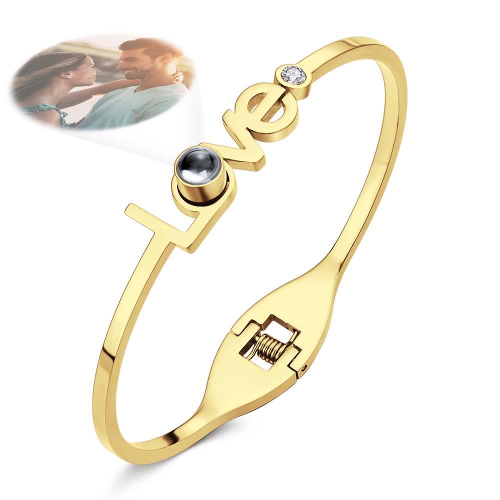 Personalized Photo Projection LOVE Bracelet Round Free Adjustment Bracelet for Her - yournamenecklaceuk