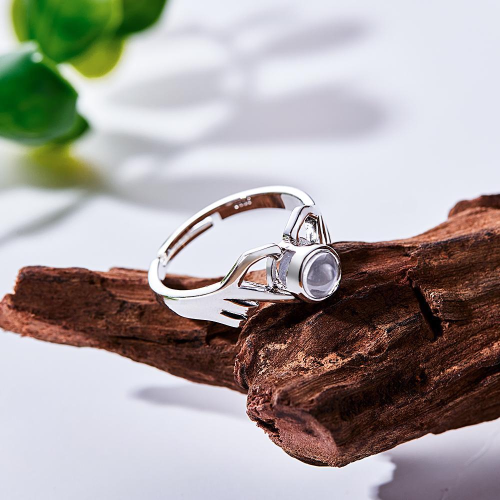 Personalized Photo Projection Ring Fingers Combinate Heart Ring For Her - yournamenecklaceuk