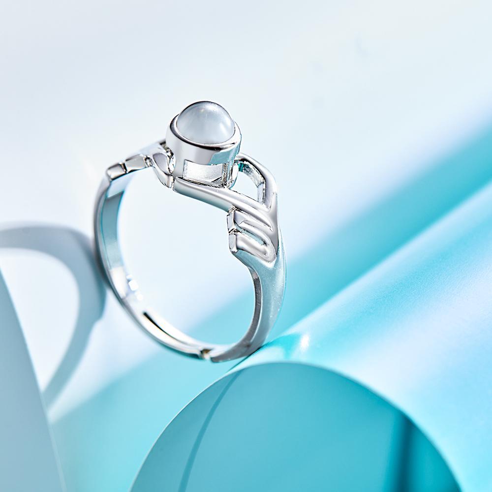 Personalized Photo Projection Ring Fingers Combinate Heart Ring For Her - yournamenecklaceuk