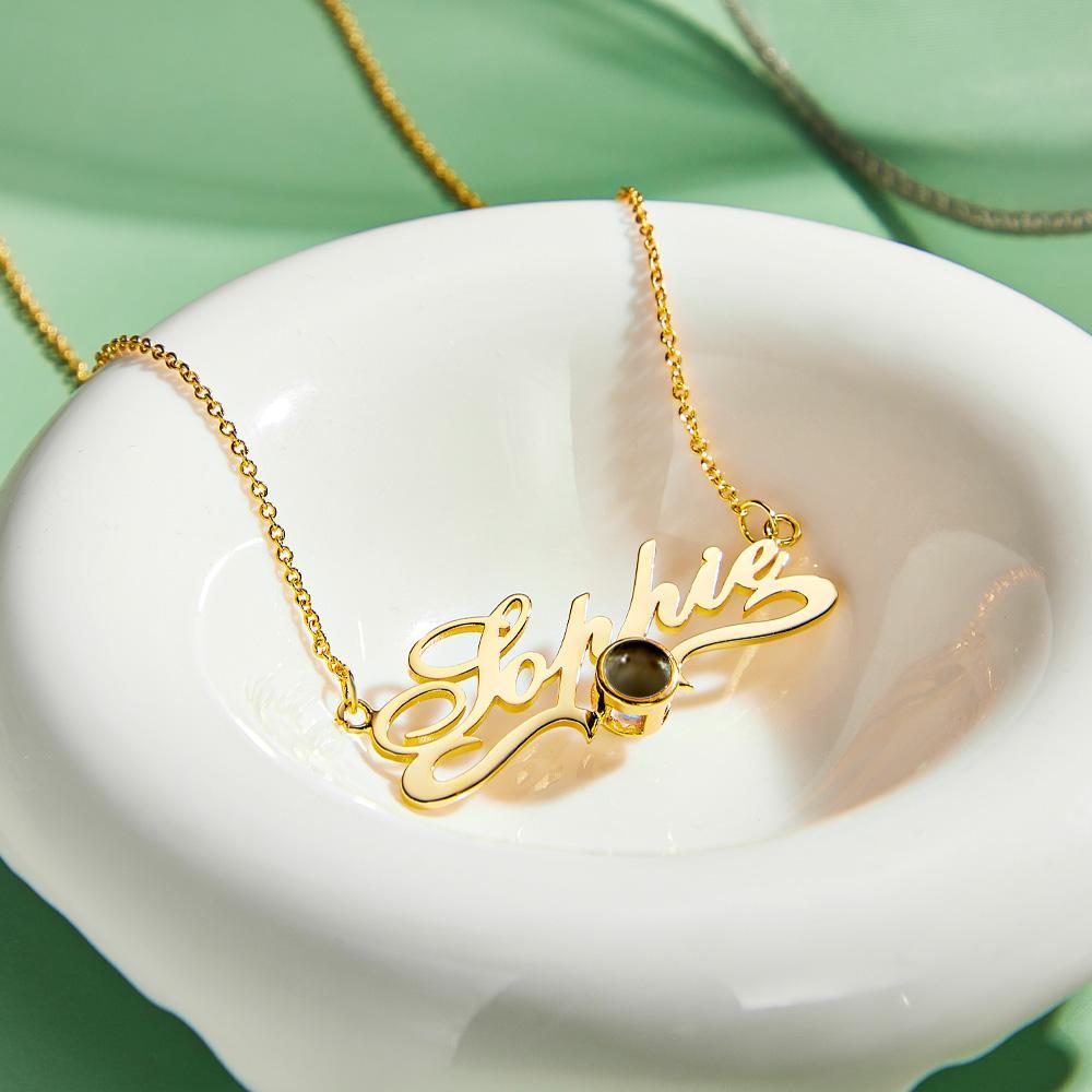 Custom Projection Neckalce with Name Simple Gifts for Couple - yournamenecklaceuk