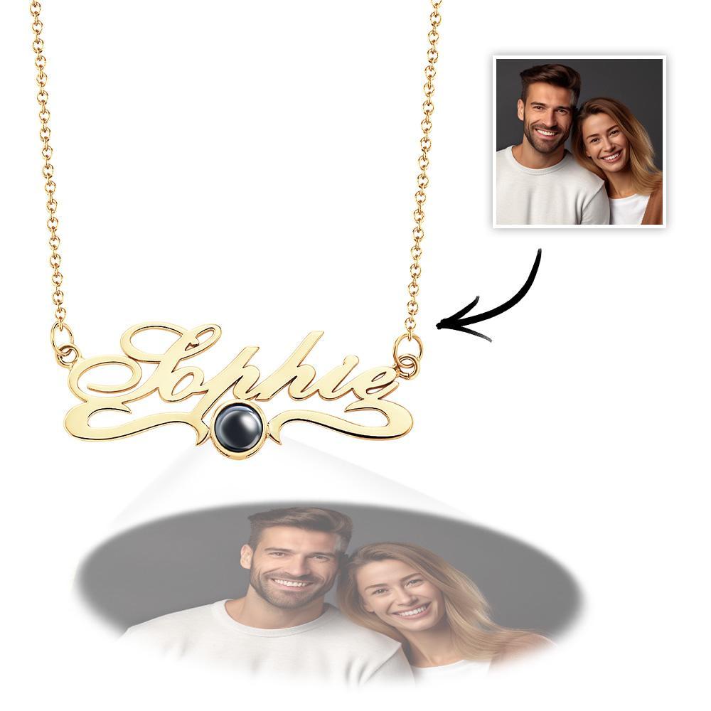 Custom Projection Neckalce with Name Simple Gifts for Couple - yournamenecklaceuk