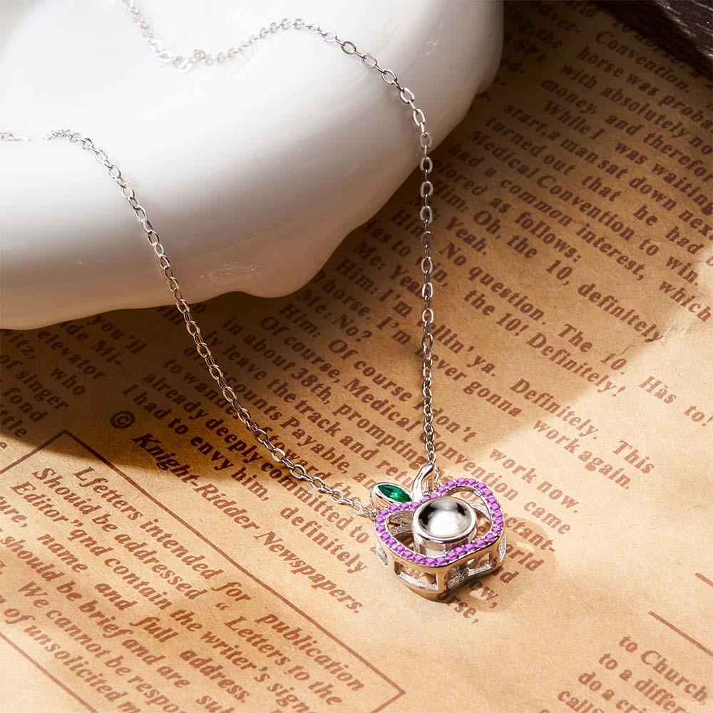 Custom Photo Projection Necklace Creative Apple Gifts for Couple - yournamenecklaceuk