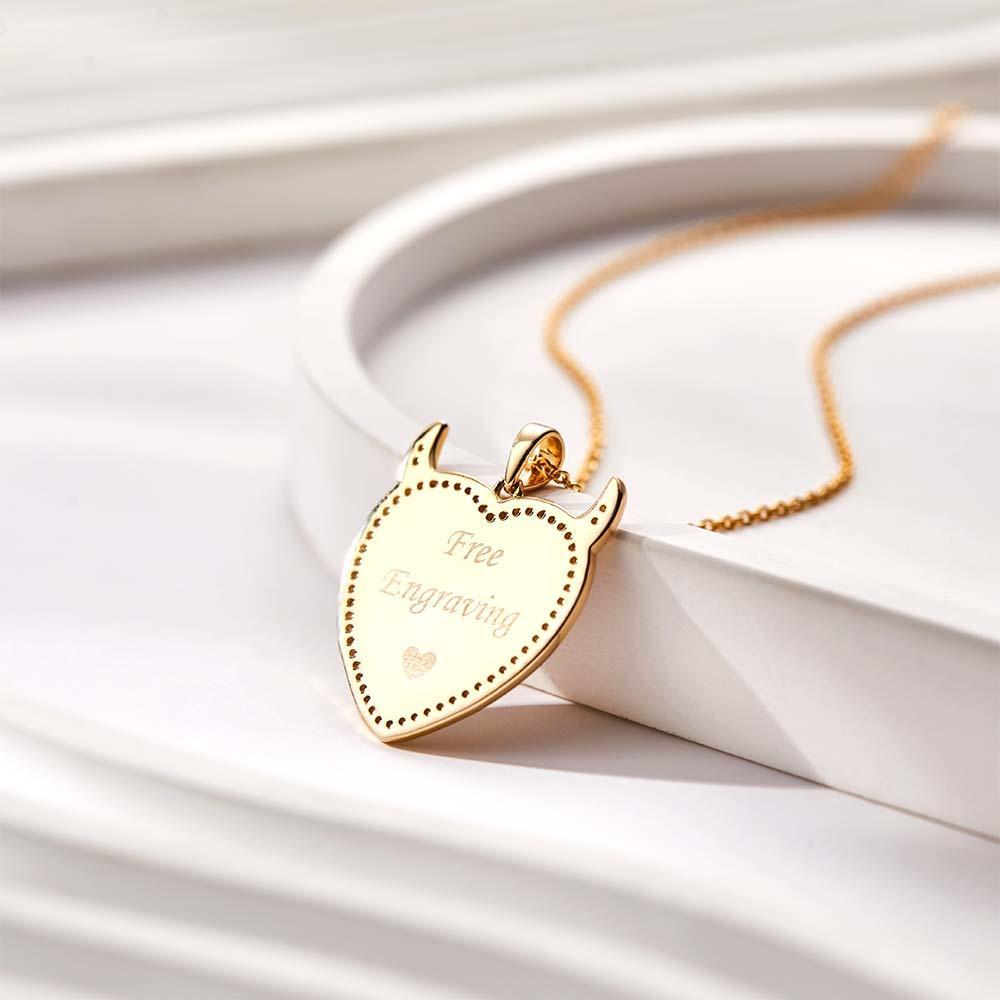 Custom Photo Engraved Necklace Cute Demon Pet Gifts - yournamenecklaceuk