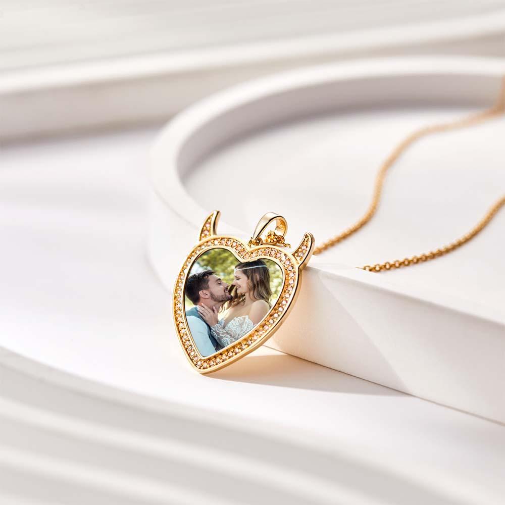 Custom Photo Engraved Necklace Cute Demon Pet Gifts - yournamenecklaceuk