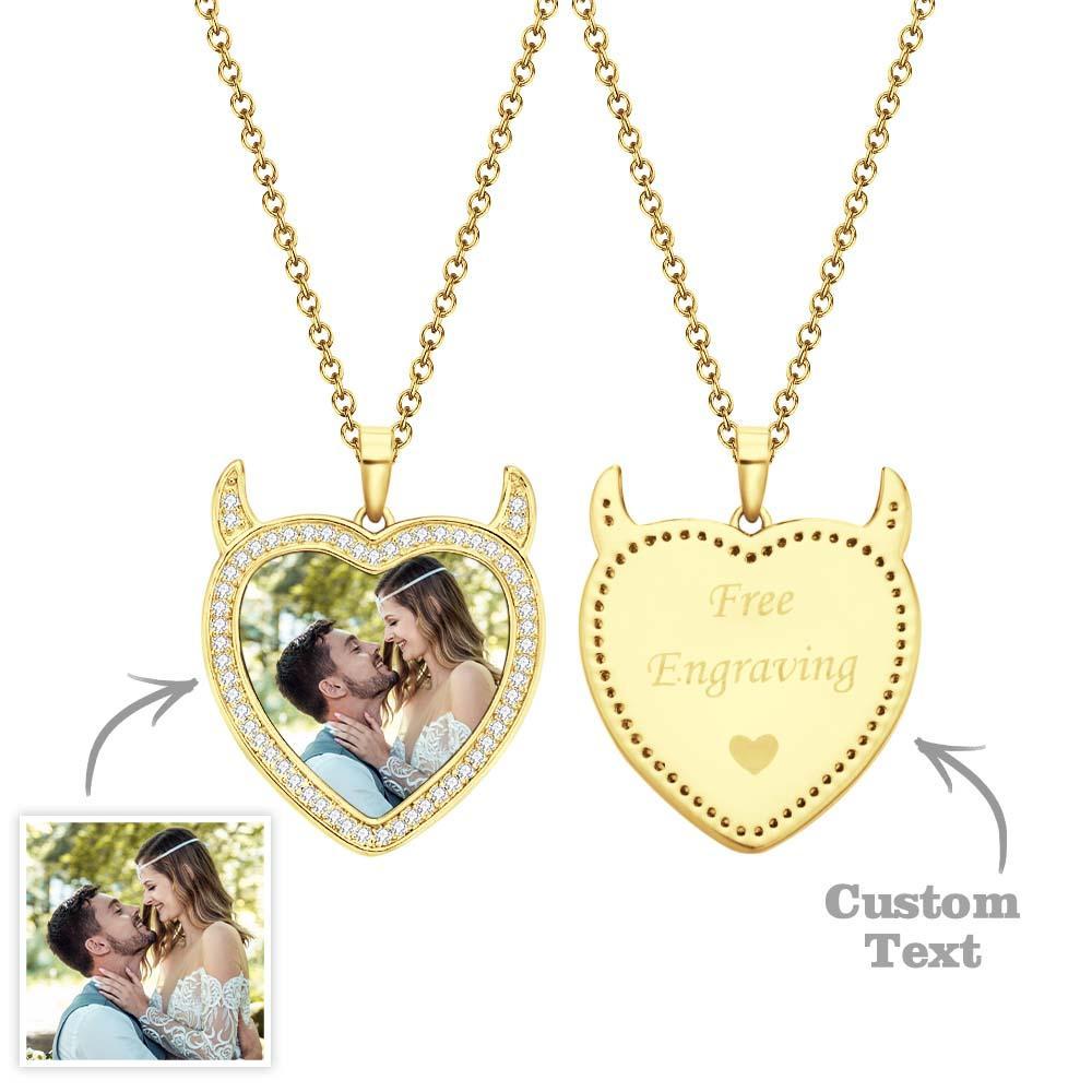 Custom Photo Engraved Necklace Cute Demon Pet Gifts - yournamenecklaceuk
