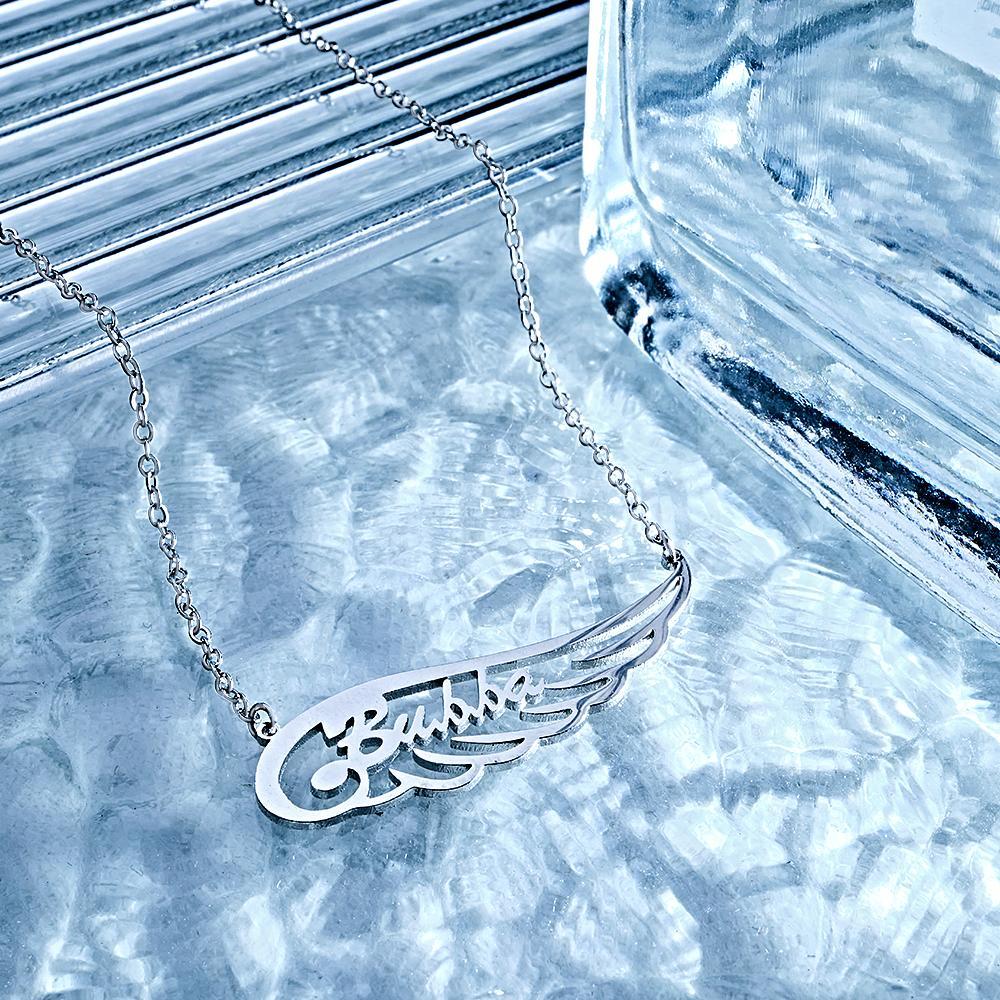 Angel Wing Name Necklace Custom Letter Fashion Pendant For Her - yournamenecklaceuk