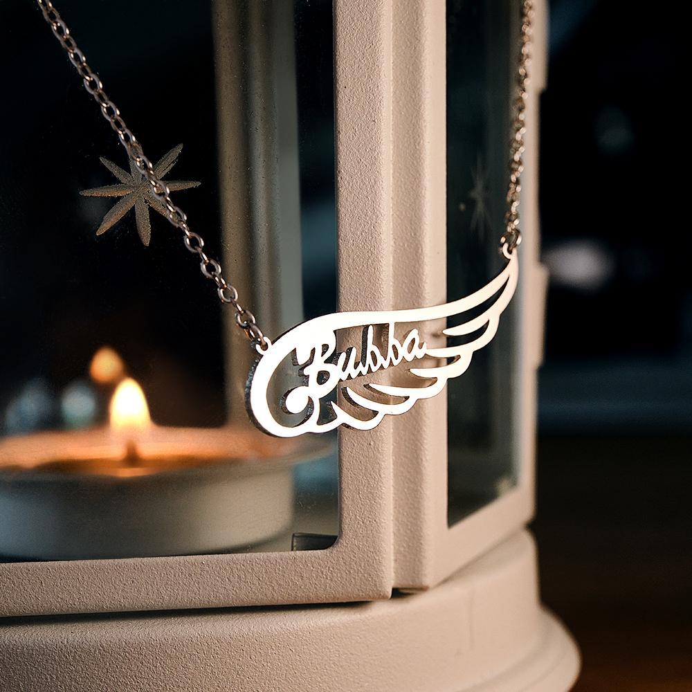 Angel Wing Name Necklace Custom Letter Fashion Pendant For Her - yournamenecklaceuk