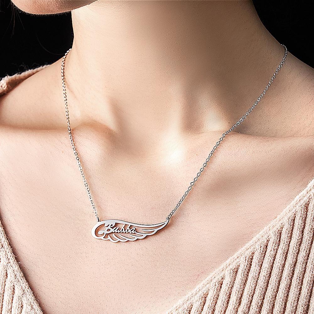 Angel Wing Name Necklace Custom Letter Fashion Pendant For Her - yournamenecklaceuk