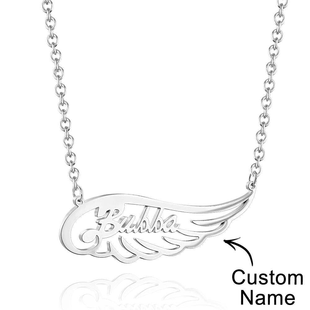 Angel Wing Name Necklace Custom Letter Fashion Pendant For Her - yournamenecklaceuk