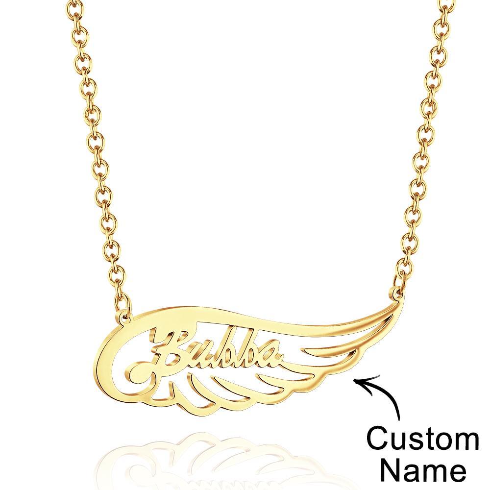 Angel Wing Name Necklace Custom Letter Fashion Pendant For Her - yournamenecklaceuk